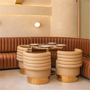Set di Tavolo e Sedie da Pranzo di Lusso con Panca a 2 Posti in Acciaio Inossidabile <span class=keywords><strong>per</strong></span> Ristoranti - Product Image 3