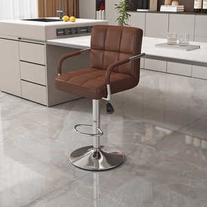 Taburete de Bar <span class=keywords><strong>Italiano</strong></span>, Silla Alta de Barra Moderna de Cuero, Giratoria, para Bares y Cocinas - Product Image 4