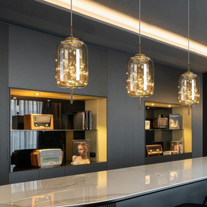 <span class=keywords><strong>Lampe</strong></span> suspendue moderne en verre avec guirlande lumineuse LED, <span class=keywords><strong>lampe</strong></span> suspendue dorée en forme d'étoile et de luciole pour salle à manger, chambre à coucher, restaurant, café - Product Image 4