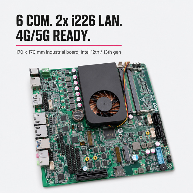 Industrial Motherboard Intel 12th 13th Gen Alder Raptor Lake 6x COM RS232 RS485 2x Intel I226 LAN HD 2.0 DP LVDS EDP DC 12-19V