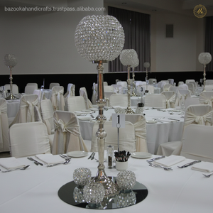 Bougeoir avec boule de cristal, bougeoir décoratif en argent, bougeoir haut pour mariage - Product Image 1