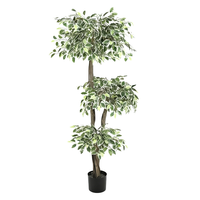 Nouvelle Décoration d'Intérieur : Arbre Ficus Artificiel en Pot à 3 Niveaux, Variété Variée, en Plastique, pour Événements, Mariages, Fêtes et Décoration de la Maison