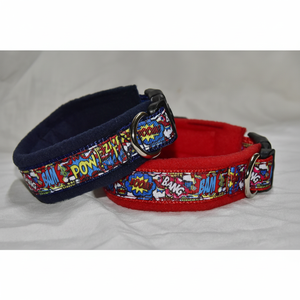 Collier pour chien, doublé polaire, réglable, super-héros, options de laisse assorties, marche pour chien, rouge, marine, bleu royal - Product Image 1