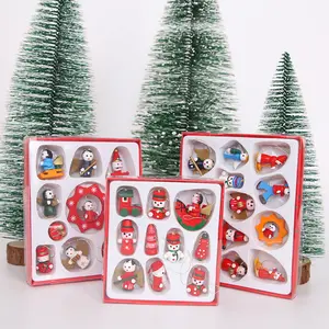 Wooden Christmas Tree Ornaments Finished Set Holiday Painted Wooden Hanging Crafts