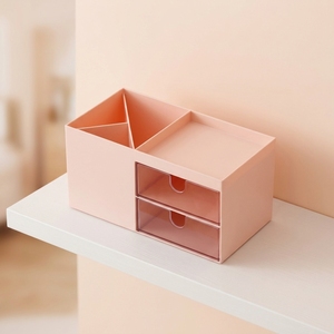 <strong>Small</strong> Desk Organizer with Drawers Mini Plastic Stationery Storage with Pen Holder Multi-Compartment Supply <strong>Box</strong> for Office School - Product Image 4