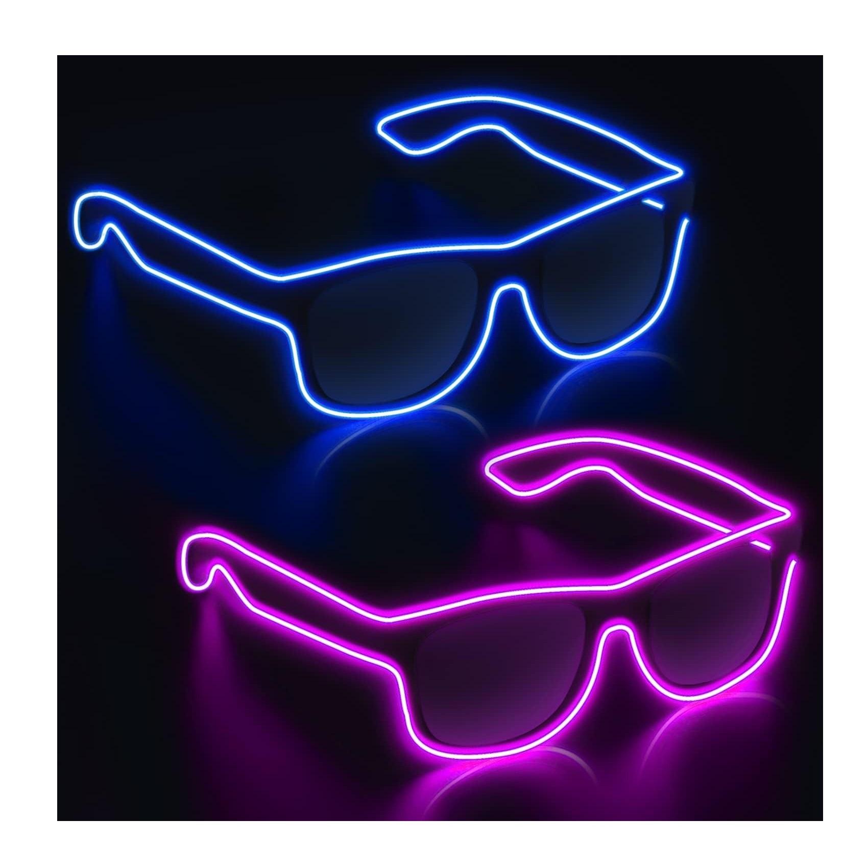 LED Sunglasses with EL Wire Glow Flashing Neon Rave Glasses