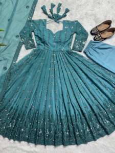 Meilleure conception de robe Anarkali avec paillettes brodées au prix de gros - Product Image 4