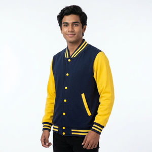 Veste universitaire en toile et cuir pour homme, décontractée, unie, hiver, respirante, confortable, soldes, prix le plus bas - Product Image 1