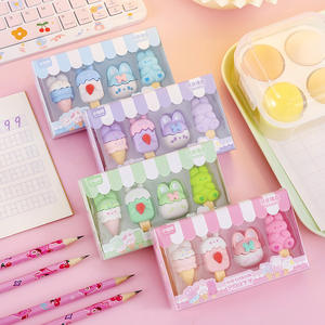 Schattige Kawaii Dier Ijs Vorm School Briefpapier Set Meisjes '3d Gum Potlood Fruit Patroon Gemaakt Rubber Plastic Tpr Voor Kinderen - Product Image 4