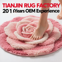 Tapis rose personnalisable, antidérapant, lavable, à poils longs et courts, en forme de fleur irrégulière, 3D floqué, épais et moelleux, de qualité supérieure, très vendu