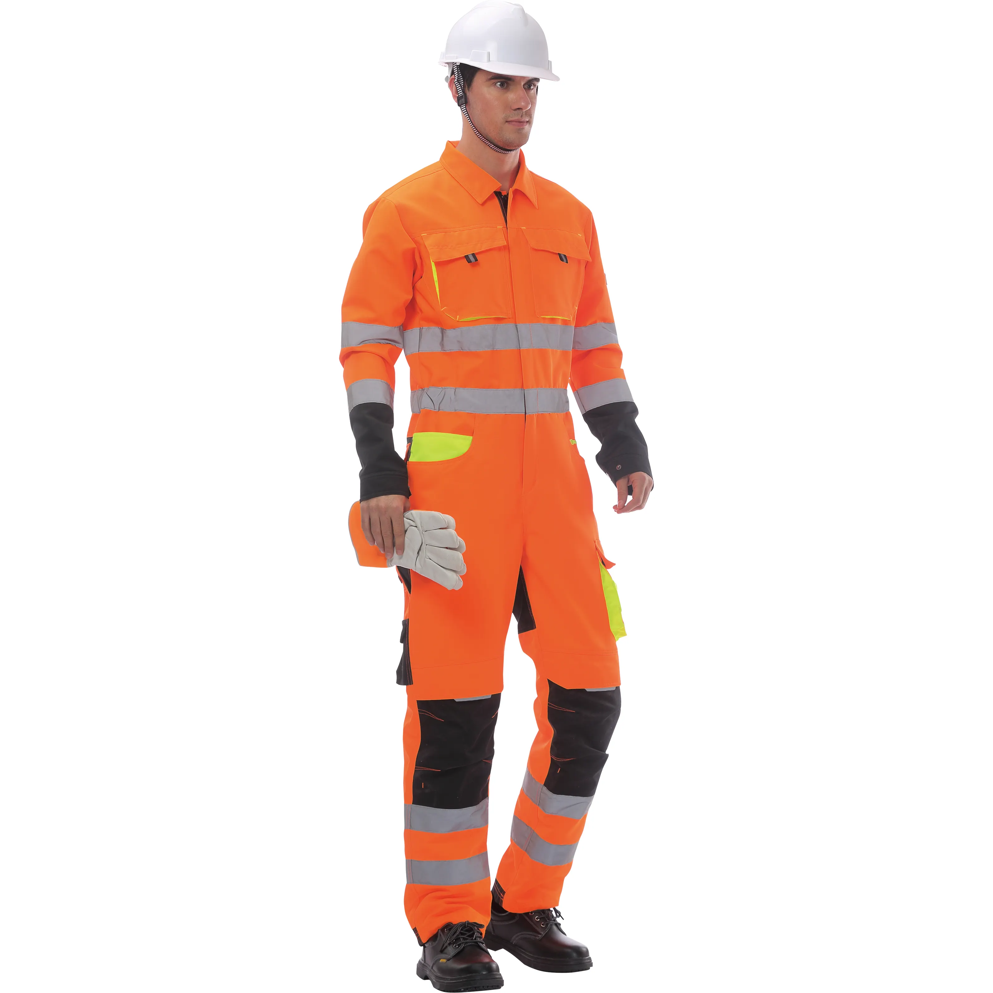 Macacão de segurança para homens, roupa de trabalho com alta visibilidade e refletiva, roupa de trabalho para trabalhadores da construção civil