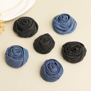 Denim Rosebud Hair <b>Clips</b> Light Blue Dark Blue Black Cloth Handmade For Hair Shoes Bags Clothing Accessories - Product Image 2