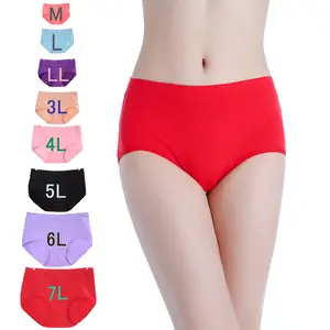 Women's Plus Size Panty M-7L Stretch Cotton Pure Cotton Mid-waist Large Size Widening Ladies Underwear Briefs