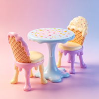 Ensemble table et chaises en fibre de verre en forme de cornet de glace, mobilier commercial d'intérieur et d'extérieur