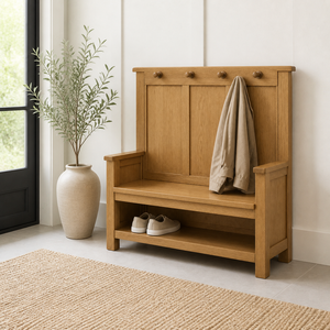 Banc à chaussures rustique en chêne du Vietnam en gros - Banc de rangement en bois avec étagères pour salon, mobilier moderne, export - Product Image 3