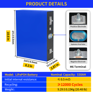 Cellule de batterie solaire prismatique CATL Lithium LiFePO4 3.2V 530Ah 12V 24V 36V 48V 60V 51.2V 12000 cycles 0.5m interne - Product Image 2