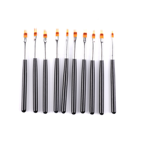Pinceau à ongles noir avec manche en bois, pinceau pour peinture florale, pinceau de dessin, pinceau de dégradé, poils en nylon, pinceaux de manucure pour salon de beauté - Product Image 1