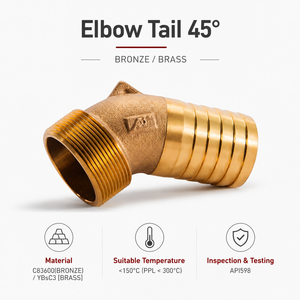 Codo de bronce de 45 grados resistente a la corrosión con conexión de manguera de púas para tuberías de agua de yates - Product Image 6