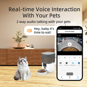 เครื่องให้อาหารแมวอัตโนมัติแบบ6L พร้อมกล้อง1080P Tuya WiFi บันทึกเสียงได้ในเวลากลางคืนเครื่องให้อาหารสัตว์เลี้ยงแบบชามคู่พร้อมตัวจับเวลา - Product Image 5