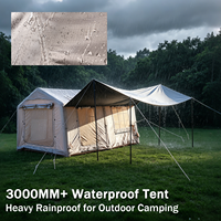 12 ㎡   Tente de luxe gonflable type manoir, conception à 3 portes avec cloison de séparation, tente de glamping panoramique robuste en Oxford 420D