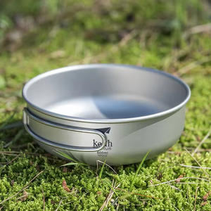 Bol de camping compact en titane pur de qualité supérieure, 500 ml, à paroi simple, avec poignée pliable, design ultraléger et portable, pour la randonnée et le backpacking - Product Image 5