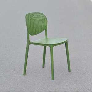 Chaise d'extérieur en plastique moulé empilable et imperméable avec design perforé, mobilier ergonomique durable - Product Image 5