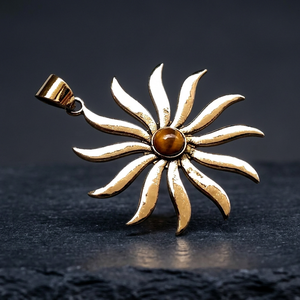 Vente en gros de collier pendentif en pierre gemme en œil de tigre bijoux de mode avec incrustation de réglage de lunette - Product Image 1
