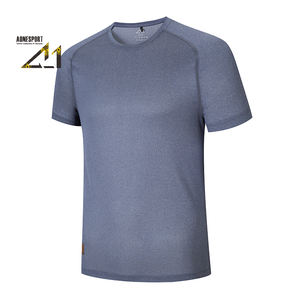 T-shirt de gymnastique à manches courtes élastique personnalisé pour hommes coupe ajustée entraînement décontracté haut de fitness surdimensionné col en O tricoté - Product Image 3