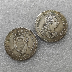 Pièces de monnaie commémoratives de style antique, motif rétro d'Irlande 1808, couronne de George III, Hibernia, cadeaux, décoration de la maison - Product Image 1