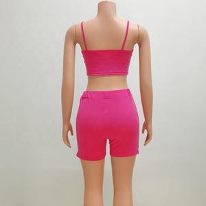 Womens 2 Piece Biker Short Sets Sport Suits Workout Crop Top Yoga <strong>Tracksuits</strong> Fitness Outfits Gym Wear Summer Clothes - Product Image 6