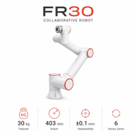 Robot collaboratif FR30, charge utile de 30 kg, portée de 403 mm, cobot à 6 axes
