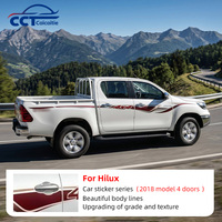 Autocollant décoratif latéral pour Toyota Hilux 4x4 Double Cab 2018 – Bande de vinyle pour carrosserie de pick-up