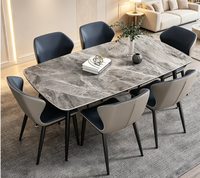 Table à manger classique nordique de luxe élégante avec pieds en métal pour maison moderne, salon, hôtel, école, villa, meubles durables pour la maison