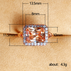 Anello F1285 in Oro Rosa con Diamante Taglio Asscher, Gioiello da Donna con Diamante Naturale per Fidanzamento - Product Image 5