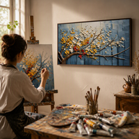 Vente en gros et dropshipping : Peinture à l'huile Art Déco blanche 100 % faite à la main, sur toile de coton 450 GSM, tailles personnalisées pour usage domestique et commercial
