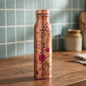 Botella de Agua de Cobre con Diseño Floral, Termo Portátil de Viaje - Product Image 6
