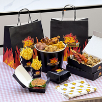 Emballages personnalisés écologiques jetables et recyclables en carton imprimé avec logo pour la restauration rapide, boîtes à emporter pour poulet frit et hamburgers