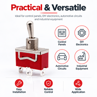 Interrupteur à bascule métallique 10A 250VAC 3 broches SPDT ON/OFF avec poignée longue IP40 12mm Contact argenté pour véhicules et équipements marins