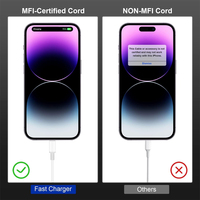 Venta al por mayor MFi certificado carga rápida blanco cargador USB Cables de datos tipo C 8 pines IOS C94 Chip trenzado para iPhone iPad para iPod