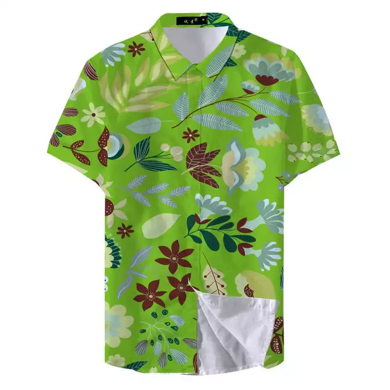 Fashion Quick Dry Hawaiian Wear Mens Casual Short Sleeve Button Up Print Shirts