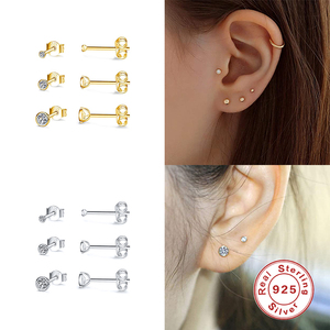 Nouvel ensemble de boucles d'oreilles clous en argent S925 avec zircon et diamant, style mini mode 2021 - Product Image 5