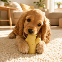 Jouet couineur pour chien en latex naturel, adorable jouet à mâcher pour chien en forme de gingembre, jouet de dentition souple pour chiots et chiens de petite et moyenne taille