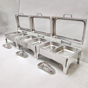 Set Chafing Dish Idraulico in Acciaio Inox Dorato da 9L con Riscaldamento a Combustibile per Hotel e <span class=keywords><strong>Ristoranti</strong></span> - Product Image 1