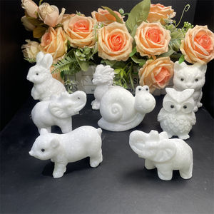 Mão esculpida cristal Animal Craft <span class=keywords><strong>Natural</strong></span> cura pedra branca Jade elefante escultura para decoração - Product Image 2