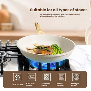 Bán buôn 20/24/26/28cm phong cách Hàn Quốc không dính Frying <span class=keywords><strong>Pan</strong></span> với lớp phủ gốm và nắp. - Product Image 3