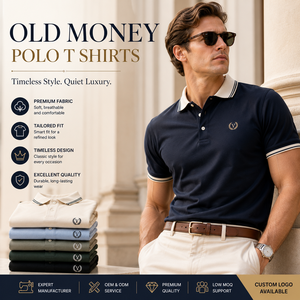 High Quality Quick Dry Athletic Breathable 100% Cotton <b>Old</b> Money Polo t Shirts Custom Embroidery Logo - Product Image 1