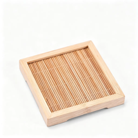 Sous-verre carré en bambou naturel, résistant à la chaleur, tapis pour tasse à thé, dessous de pot en bambou tissé à la main pour la décoration de la cuisine et de la table à manger