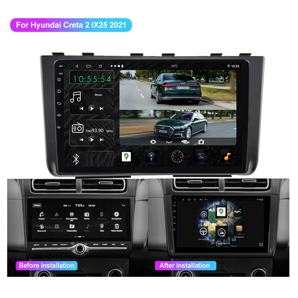 Jmance 9 pollici 8 Core per Hyundai Creta 2 IX25 2021 Frame 4G Android Auto Carplay FM AM RDS Radio Car Stereo navigatore gps