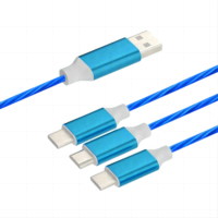Vente en gros 2.1a 3-en-1 LED incandescente câble de charge cordon multi-USB pour cadeau de Noël pour ordinateur et imprimante