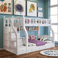 AILICHEN 2025 Lit superposé double en bois massif moderne, vente chaude, blanc, bleu, rose, marron pour la chambre d'enfant, l'hôtel, la chambre à coucher contemporaine